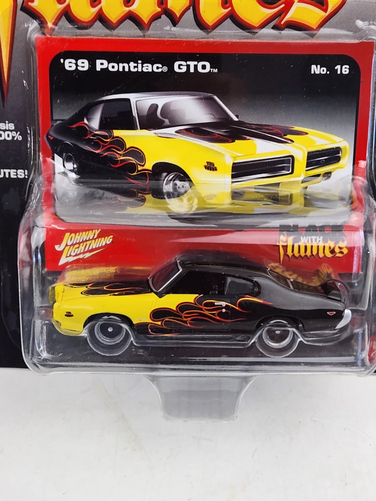 Johnny Lightning 1969 Pontiac GTO Street Freaks Black with Flames Car Vtg 2005