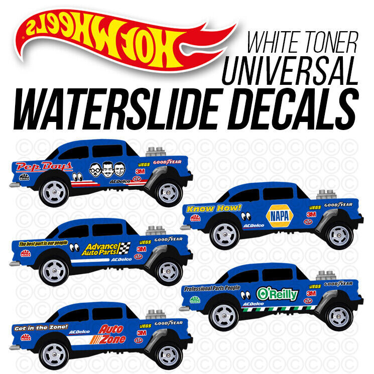 1/64 AUTO PARTS GASSER Custom White Toner Universal WaterSlide Decal Hot Wheels