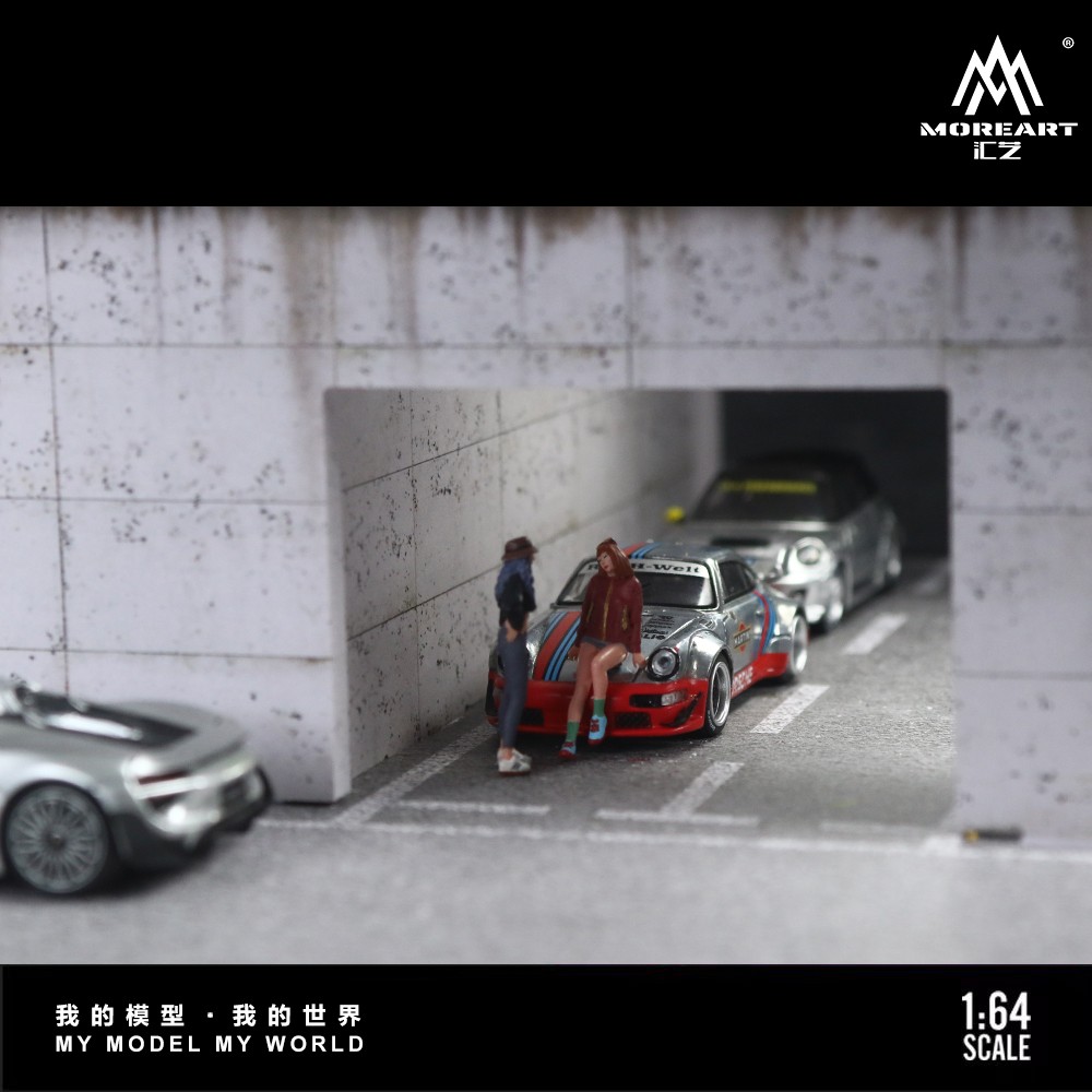 Diorama 1:64 Diecast Car Garage Model LED Japanese Building Car Display Gift US