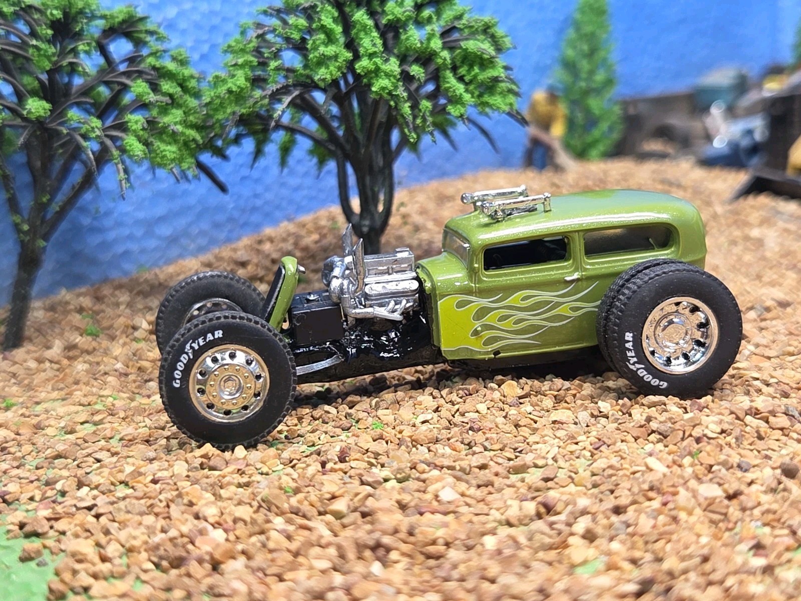 Custom 1:64 street Rat Rod lowered hot FORD chopped panel paddy wagon HotWheels