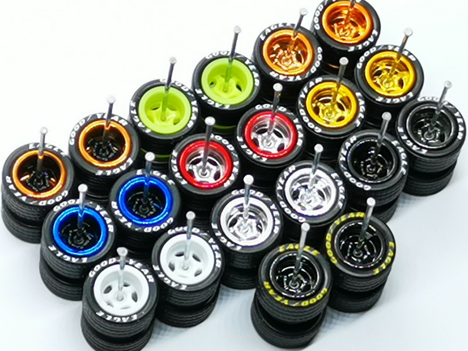 Hot Wheels ✨ GOOD YEAR ✨ 5 SPOKE Rubber Tire 10 sets Mix Colors JDM 10mm 1:64