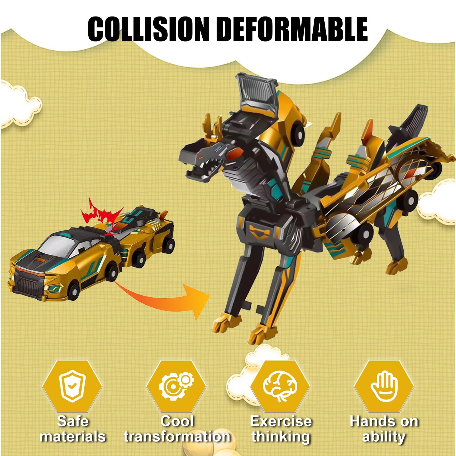 Transforming Dinosaur Toys 2-in-1 Magnetic Cars for Kids Age 2-12 Gift