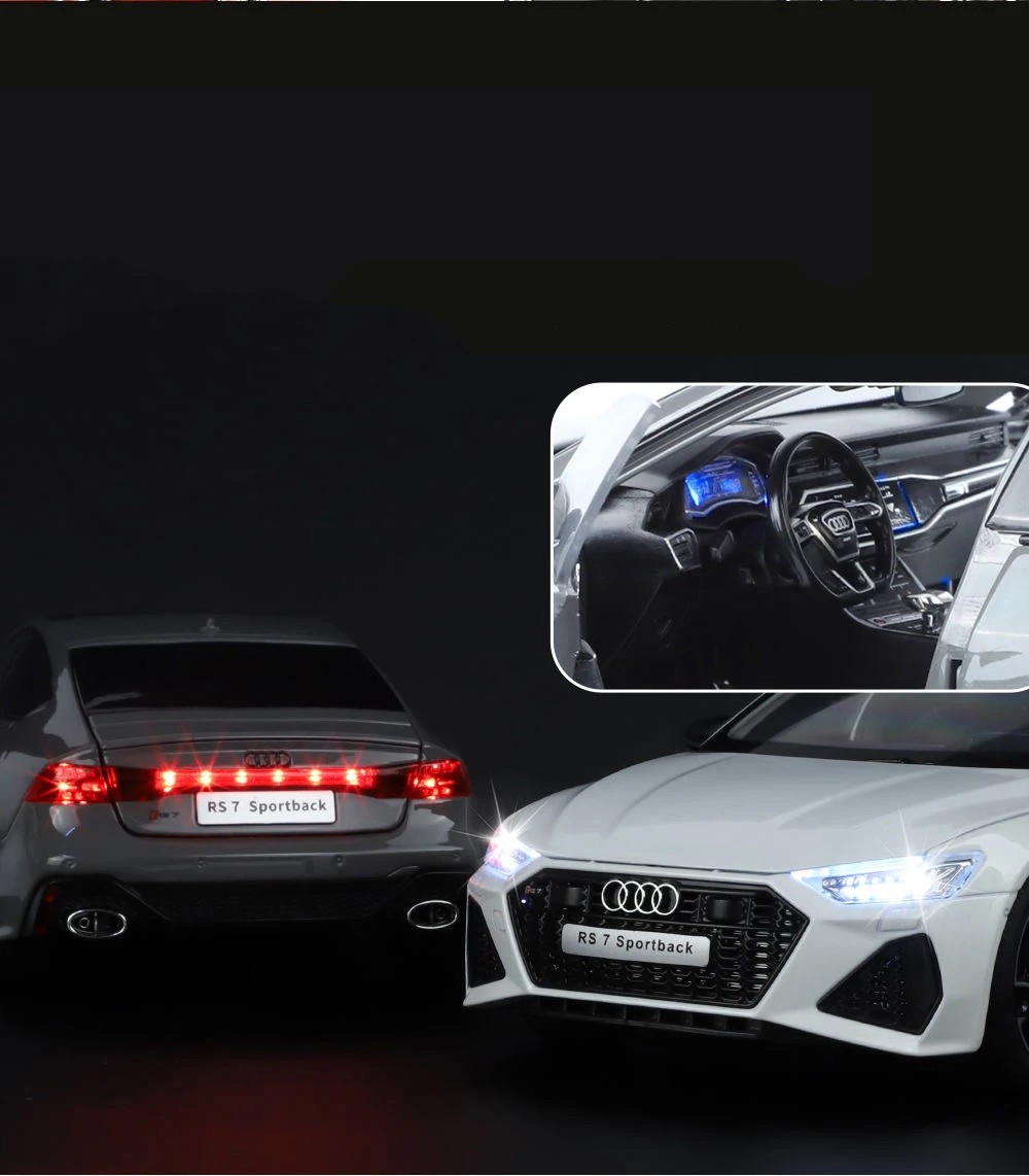 1:18 AUDI RS7 Sportback Key Version Diecast Car Model Sound Light Kid’s Gift