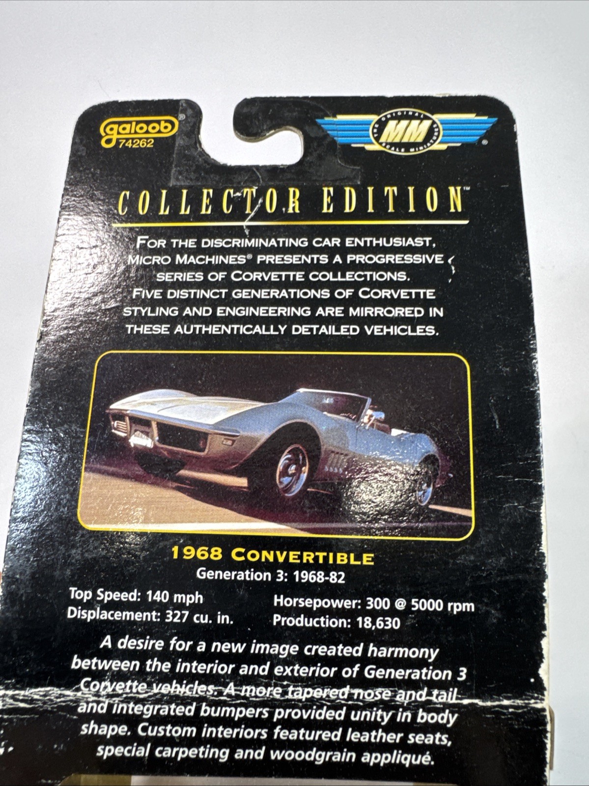 Micro Machines 68 Corvette Convertible Removable Top White New In Pkg
