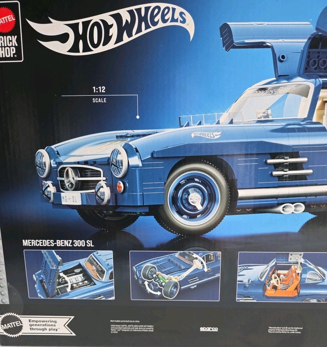 🔥 Hot Wheels x Mercedes-Benz 300 SL (1:12 Scale) Brick Shop Premium Building Se