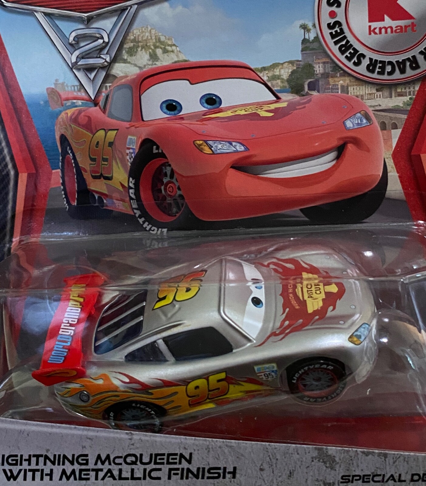 DISNEY PIXAR CARS “LIGHTNING McQUEEN WITH METALLIC FINISH” SILVER RACER SERIES
