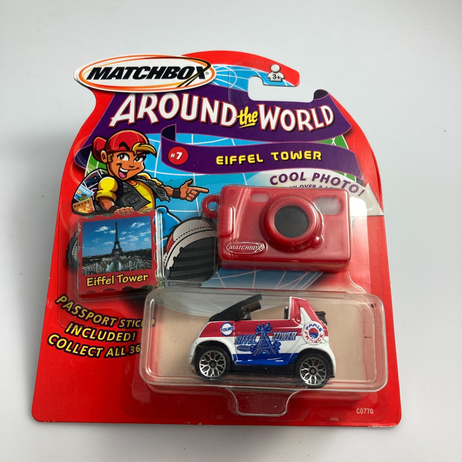 Matchbox Around the World # 7 Eiffel Tower Smart Fortwo Coupe Red White and Blue