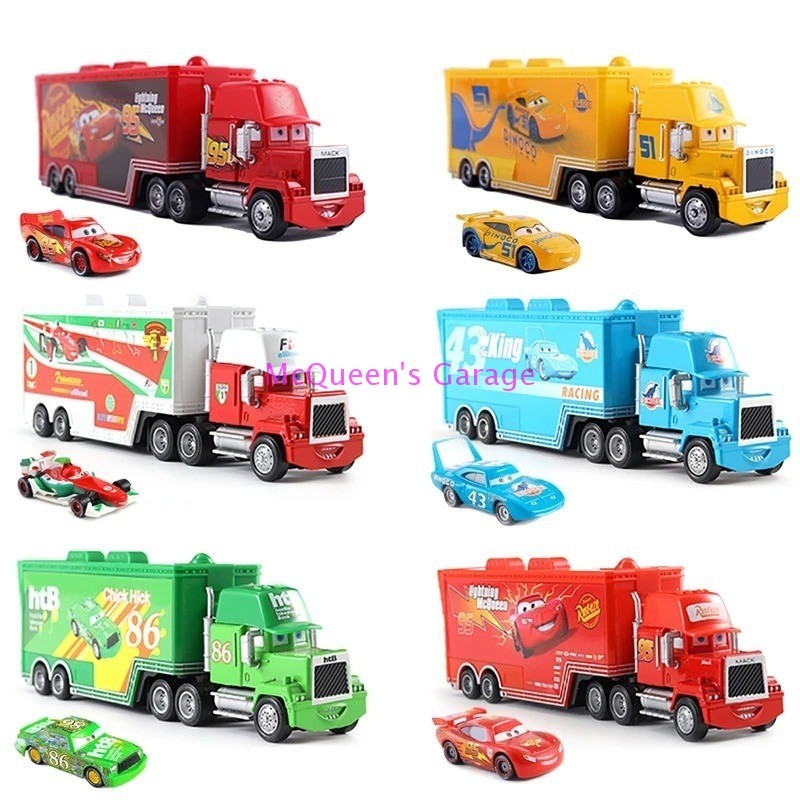 Disney Pixar Cars Mack Truck & Lightning McQueen Diecast Metal 2-Pack Toy Set