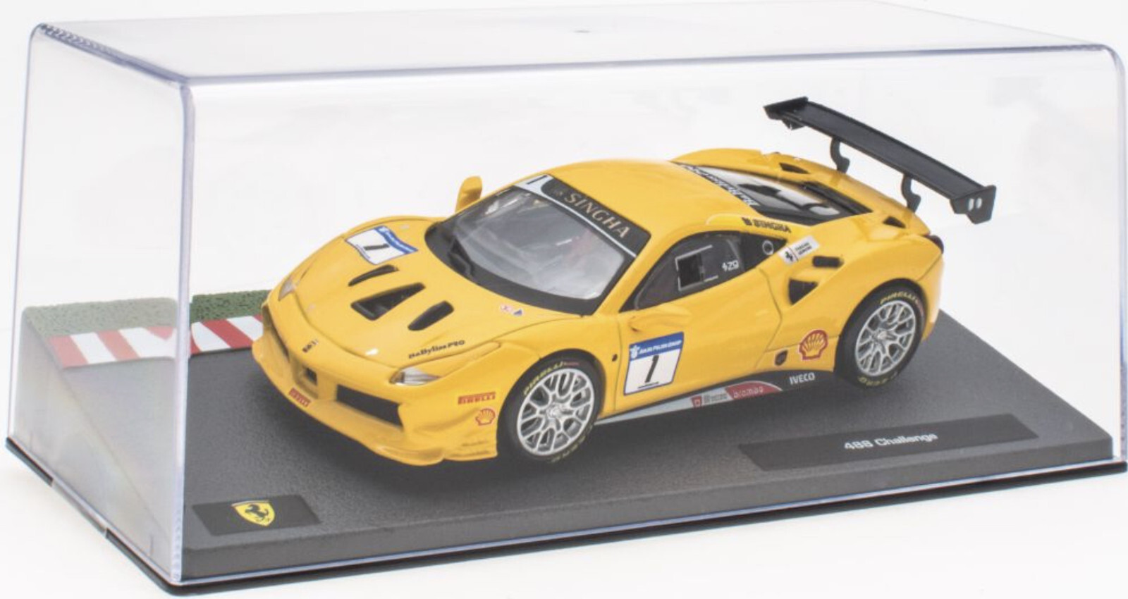 Atlas Ferrari 488 Challenge Yellow 1:43 Scale 4 Inch Diecast Model Car