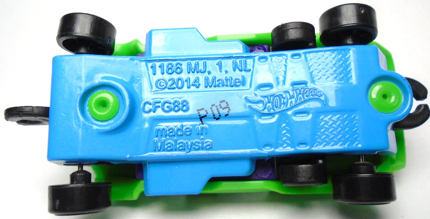 2014 HOT WHEELS LOOPSTER GREEN 2 3/4″ DIECAST ROLLER COASTER CAR W BLUE & PURPLE