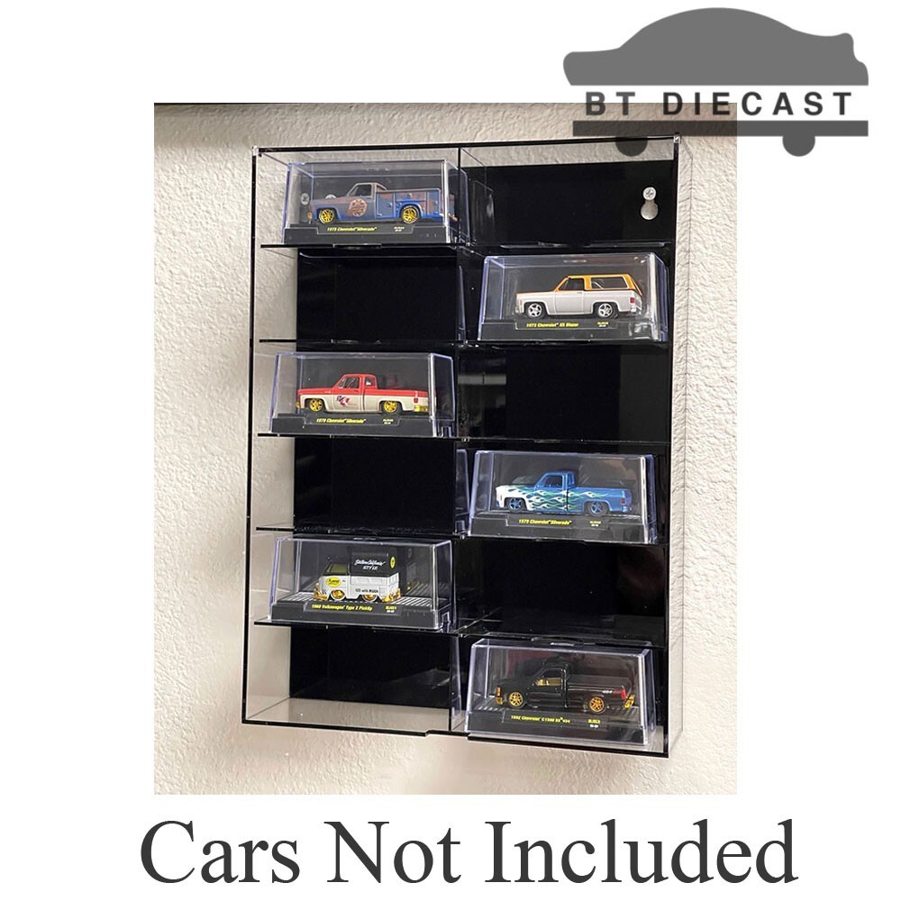 SHOWCASE 12 CAR DISPLAY CASE WALL MOUNT FOR 1/64 SCALE MODELS BLACK MJ10012 BK