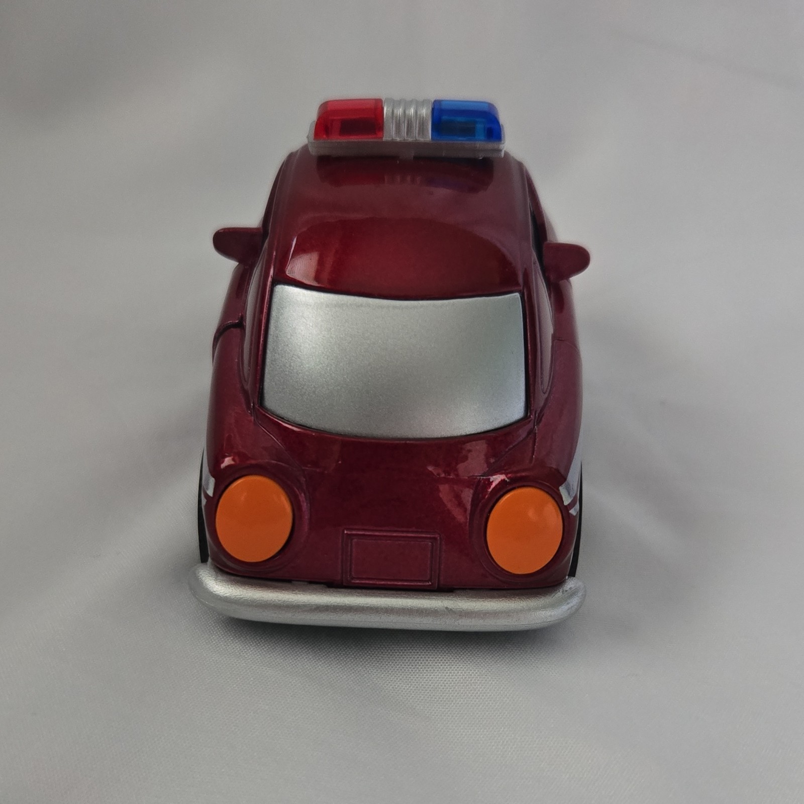 Fire Dept Diecast-Style Car Red/Silver w/ Light Bar, Opening Doors Moving Eyes