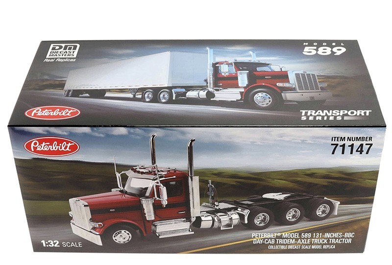 PETERBILT 589 TRUCK DAY CAB LEGENDARY RED TRI-AXLE 1/32 DIECAST MASTERS 71147