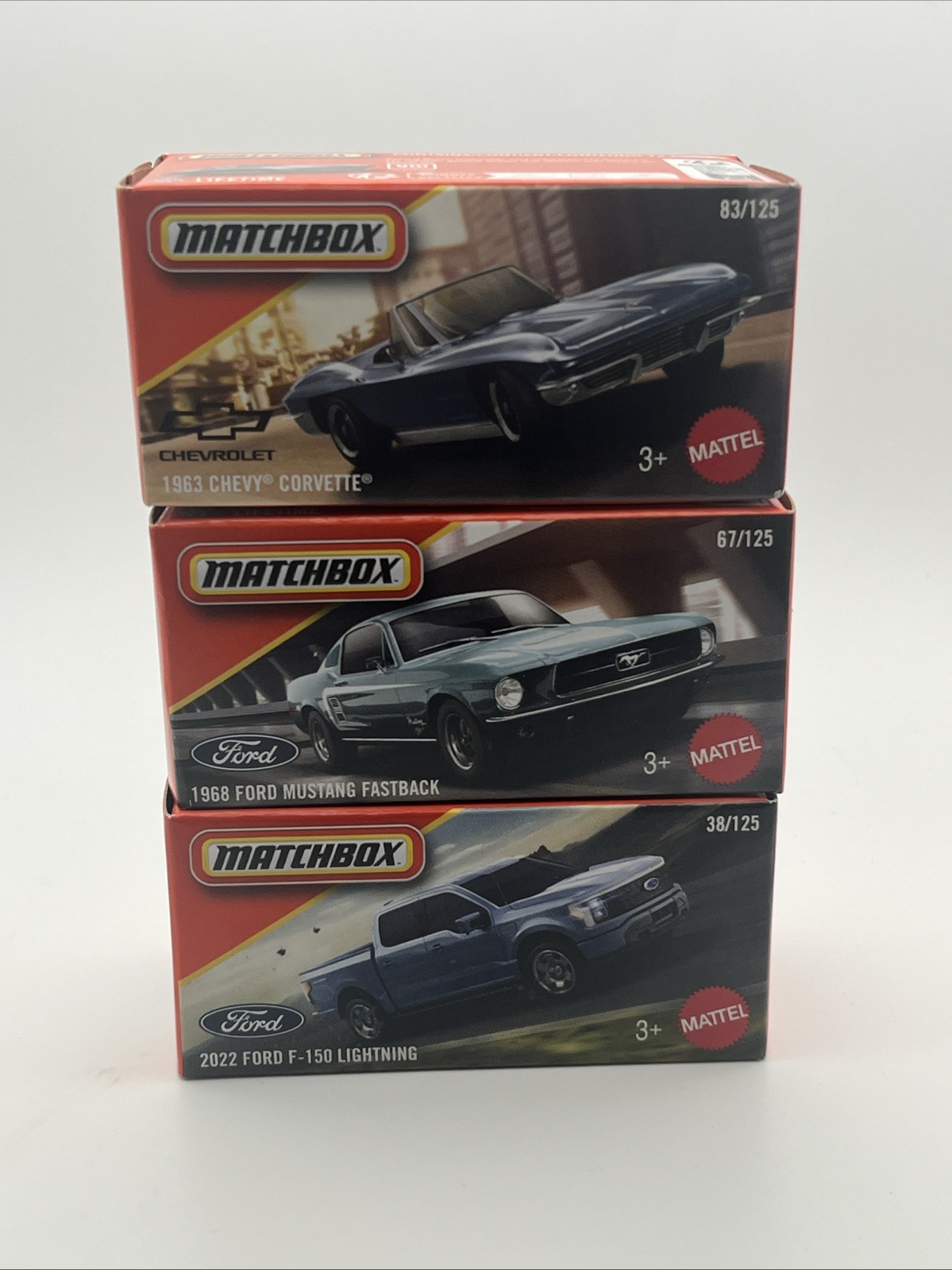 2026 MATCHBOX POWER GRABS Chevy Corvette, Ford Mustang, Ford F-150 Lot of 3