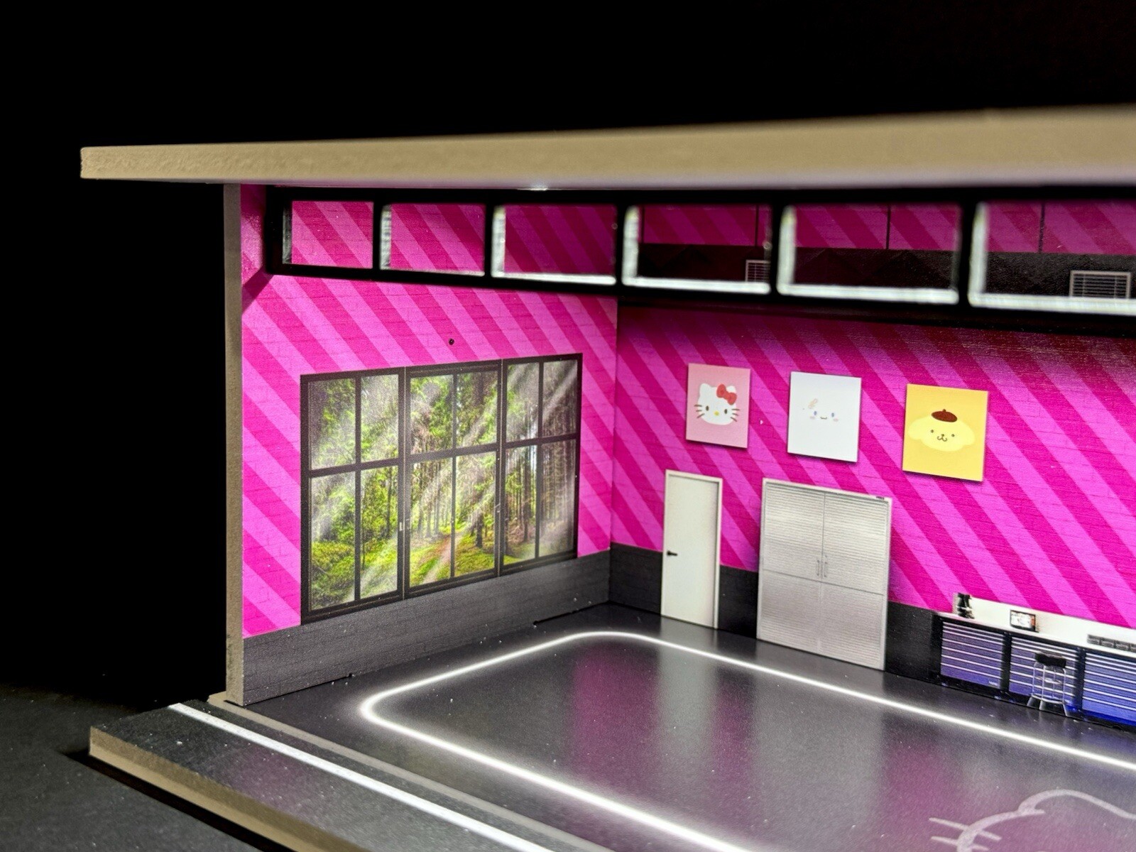 Hello Kitty V2 Theme FOR Hot Wheels 1:64 Model Diorama Garage LED Lighting!