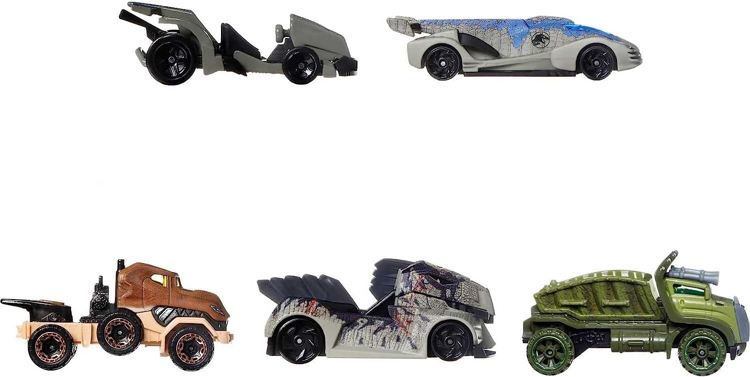🦖 2022 NEW Hot Wheels Jurassic World Dominion Character Cars 5 Pack Box Set 🦕