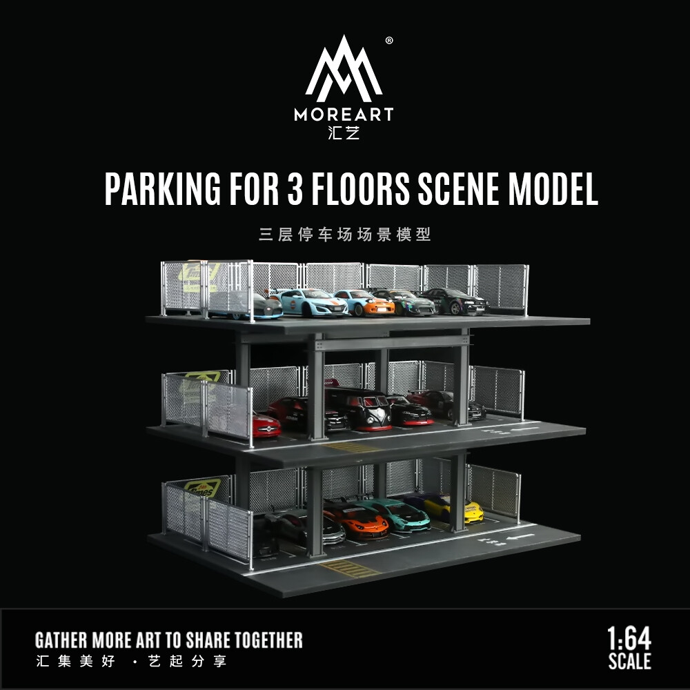 1/64 Diorama Car Garage Model City Street Parking Lot Scene Display Case Toy US