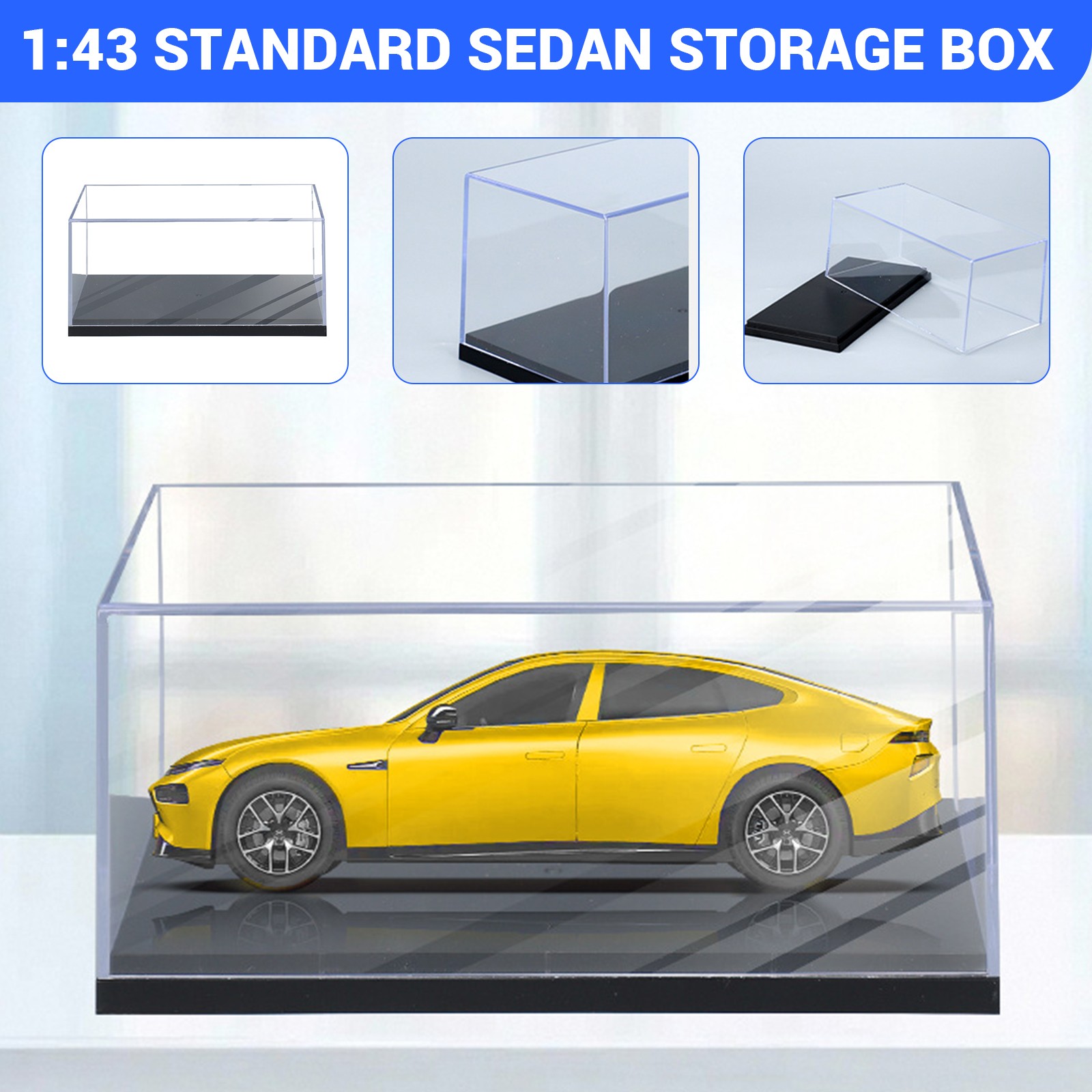 1-10x 1:43 Acrylic Display Case with Base, Stackable Toy Car Storage Organizer