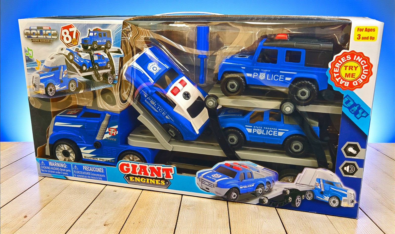 DIY Building Truck Playset with 3 Take-Apart Vehicles – Lights & Sounds