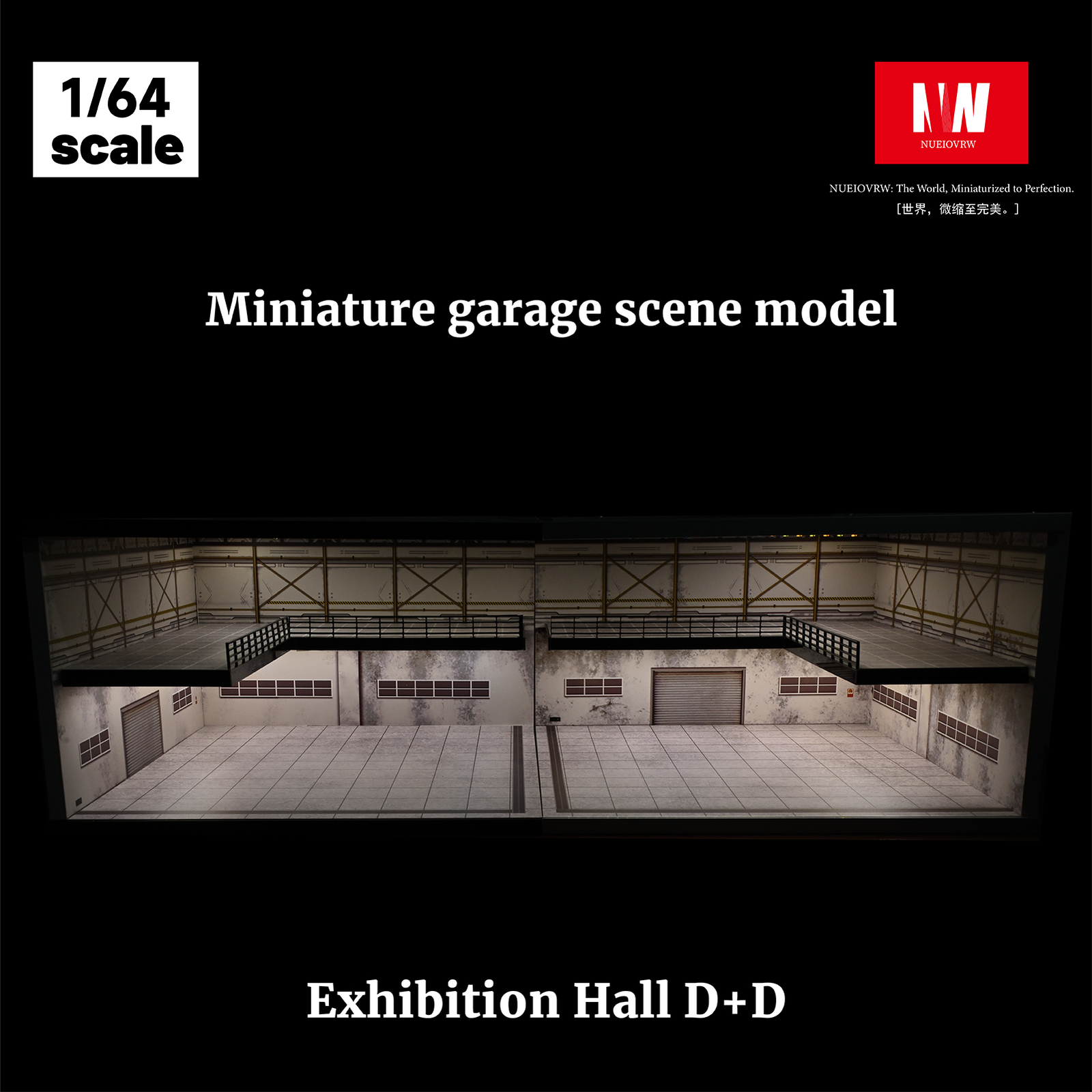 Diorama 1/64 Diecast Car Garage Model LED Lighting Parking Lot Display Case US
