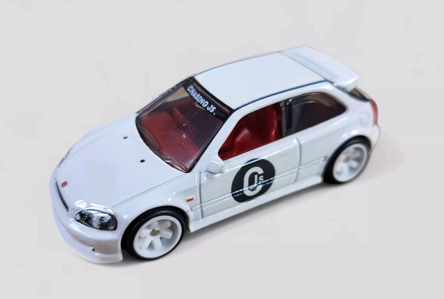 1999 HONDA CIVIC TYPE R Diorama Collectible DieCast Model Car 1:64 White LOOSE