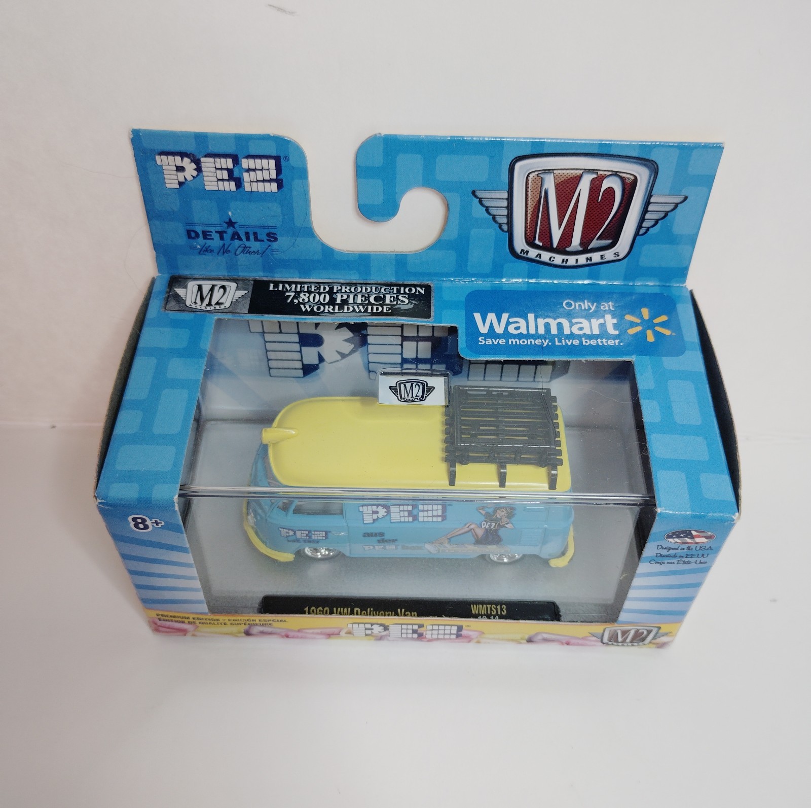 New M2 Machines PEZ 1960 VW Delivery Van Blue And Yellow 1:64 Scale