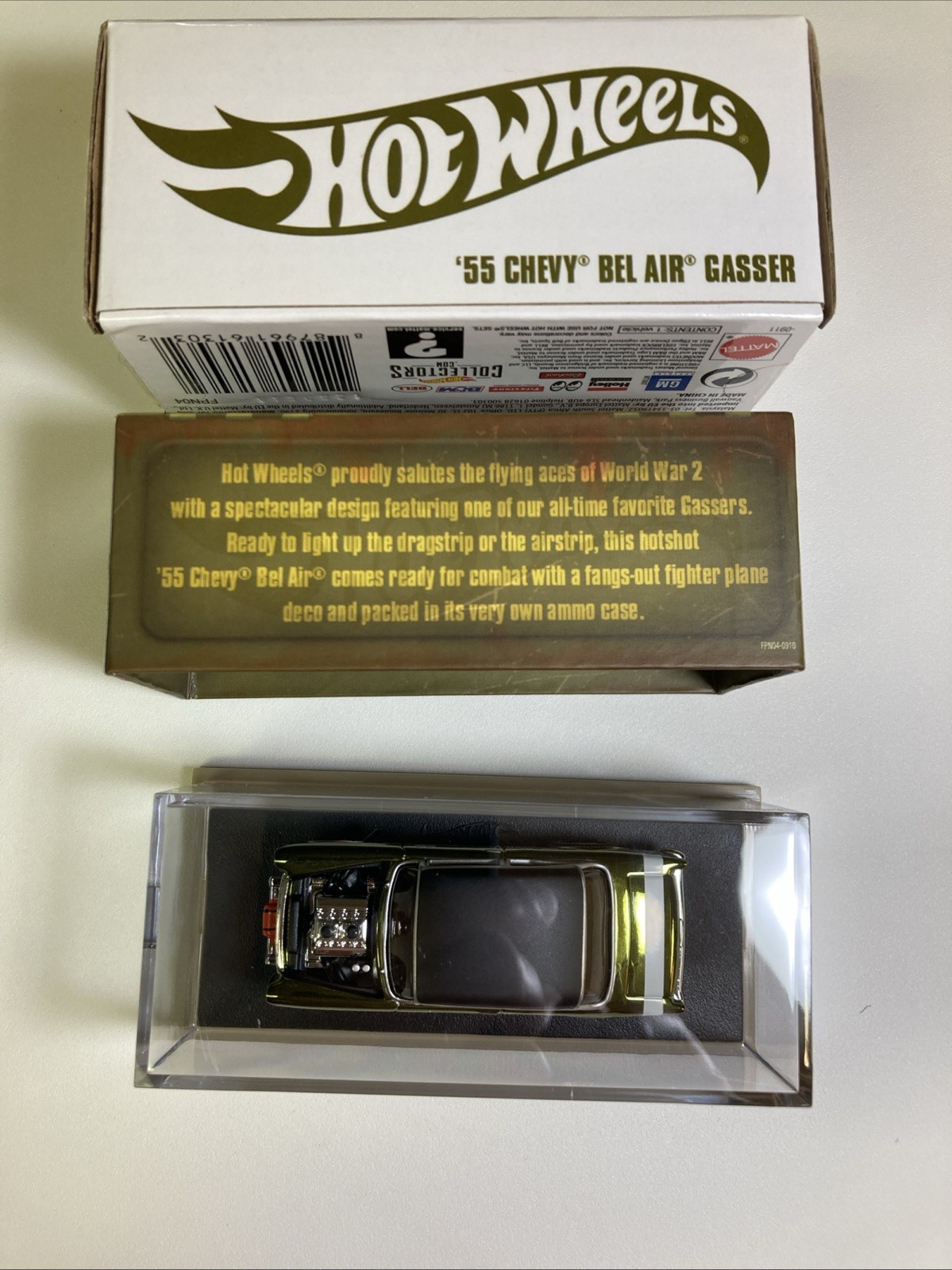 HOT WHEELS 2019 RLC REDLINE CLUB ’55 CHEVY BEL AIR GASSER FLYING TIGER OLIVE