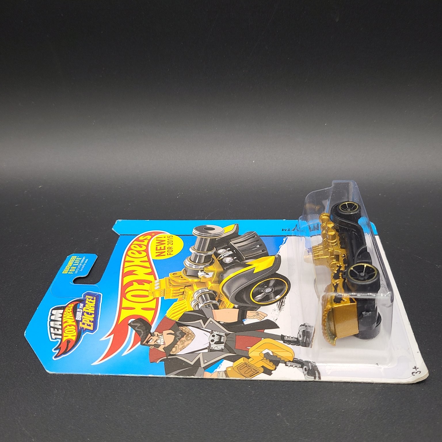 Hot Wheels Grease Rod 2015 HW City 1:64 Gold Black Steampunk Cannon Diecast Car