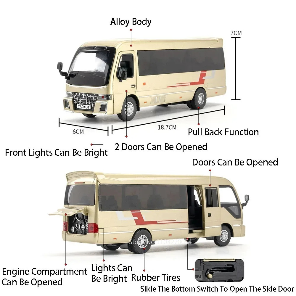 1:32 Sprinter Coaster Alloy Diecast Toys Cars Models Vehicles Pull Back with Sou