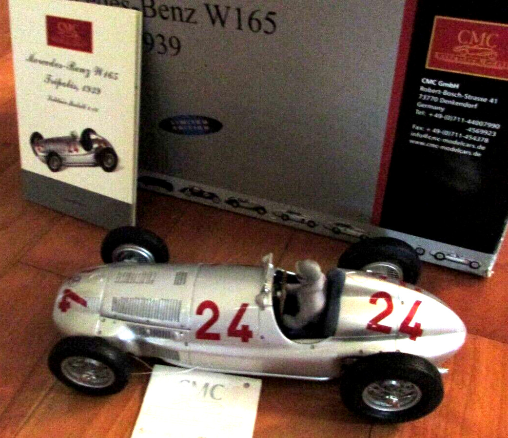 1939 Mercedes-Benz W165 #24 race car Tripolis LE w driver CMC M074 Box COA 1:18