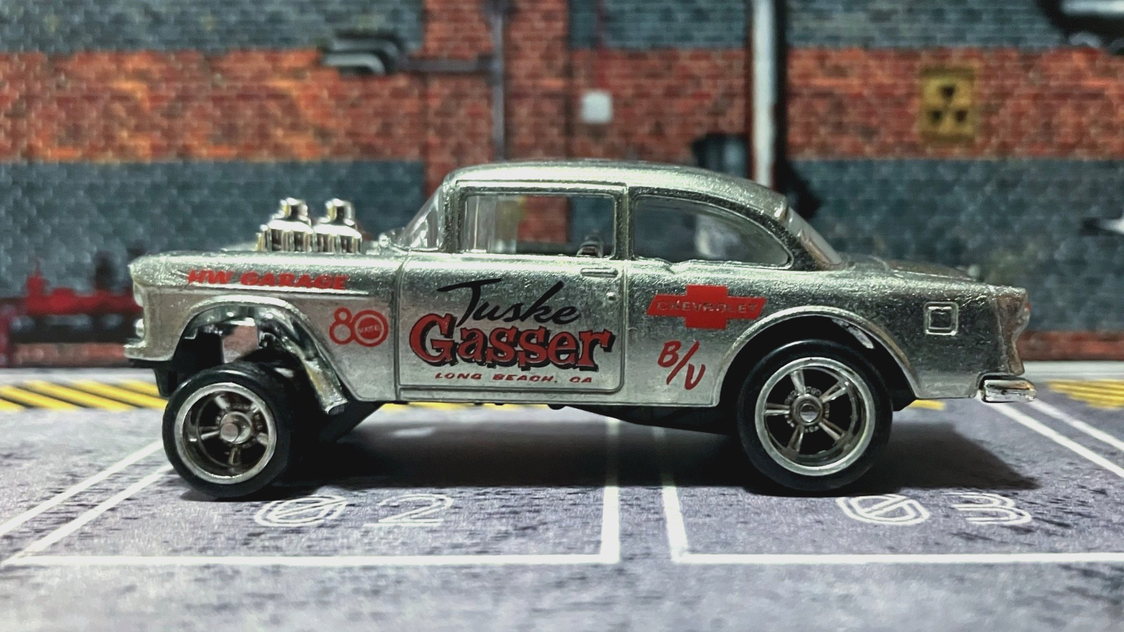 CUSTOM ’55 Chevy Bel Air Gasser • ZAMAC • Chrome Real Riders • Hot Wheels • VHTF