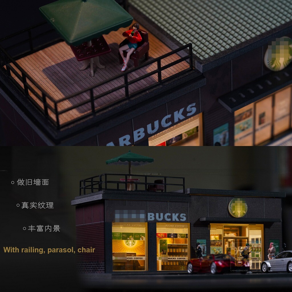 US Diorama 1/64 Diecast Garage Model LED Lighting Parking Lot Scene Display Case