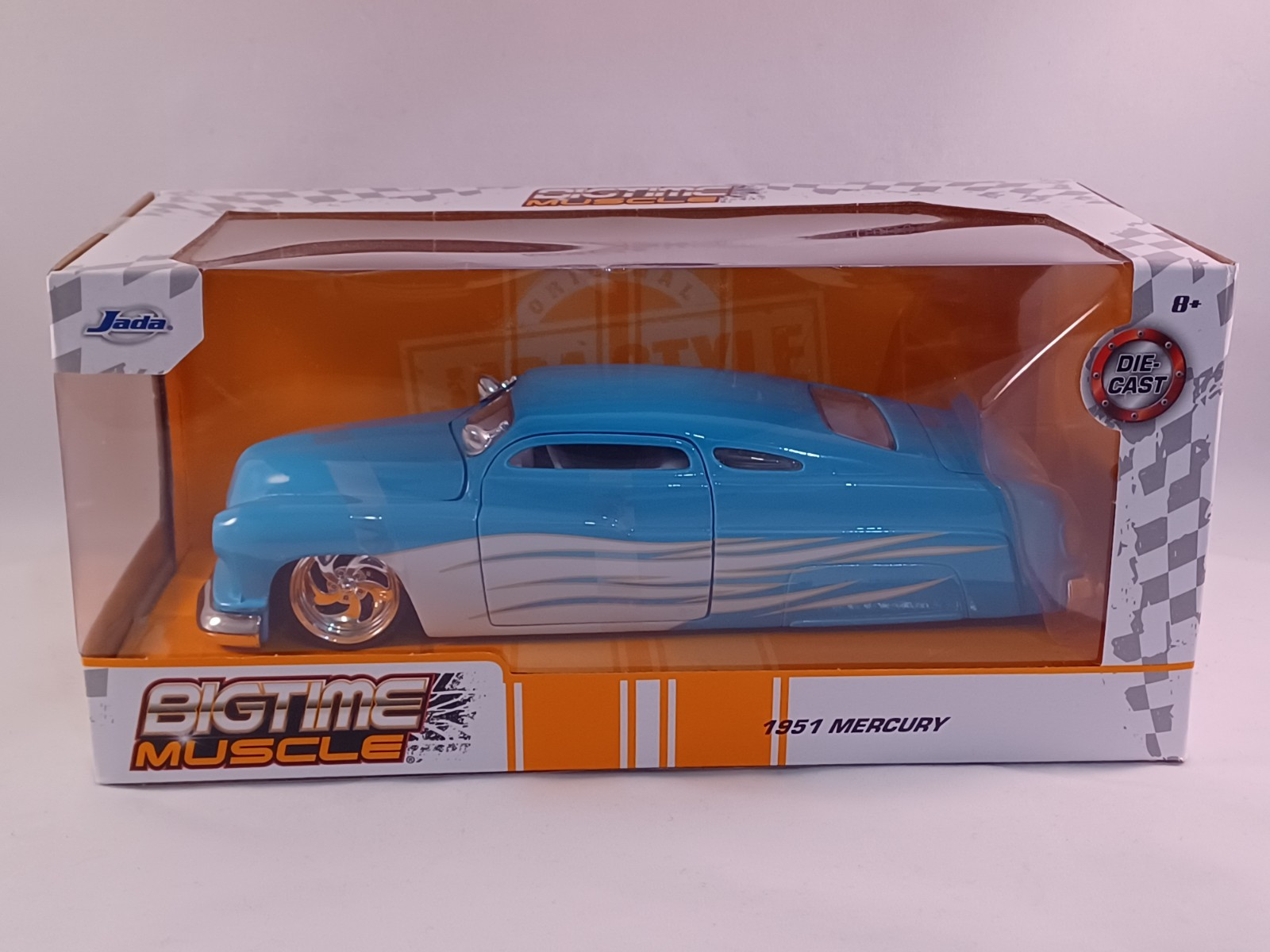 1951 Mercury Chop Top Low Rider Blue w/Flames Jada BigTime Muscle Diecast 1:24