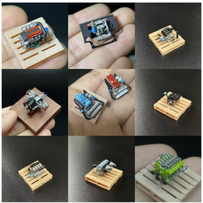 1/64 Diorama Garage Car Turbo Engine Model Tuning Workshop Scene Accessory Props