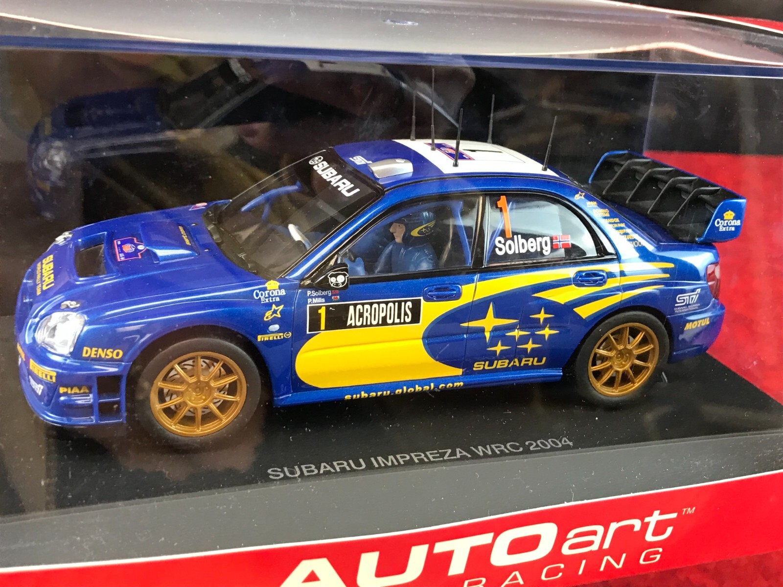 NEW IN BOX Diecast Car Autoart Slot Racing BLUE 2004 SUBARU IMPREZA WRC 1:24