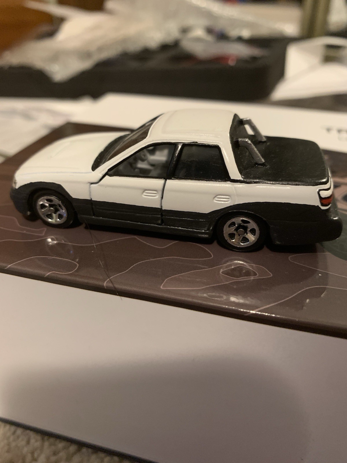Custom 1:64 Subaru Baja Modified Tomica White And Silver Paint!!!