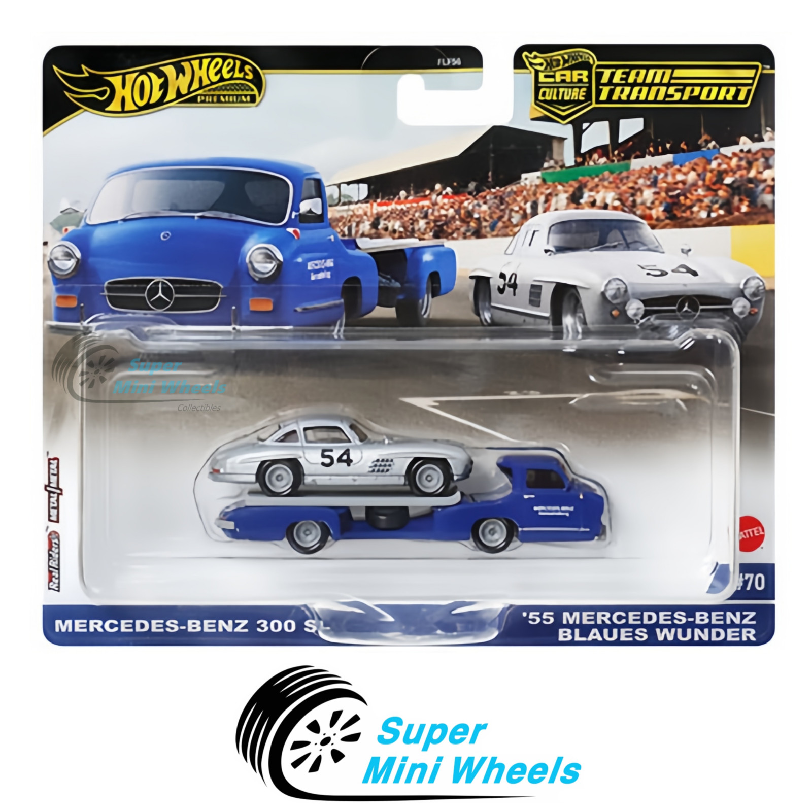 Hot Wheels Team Transport ’55 Mercedes-Benz Blaues Wunder & Mercedes-Benz 300 SL