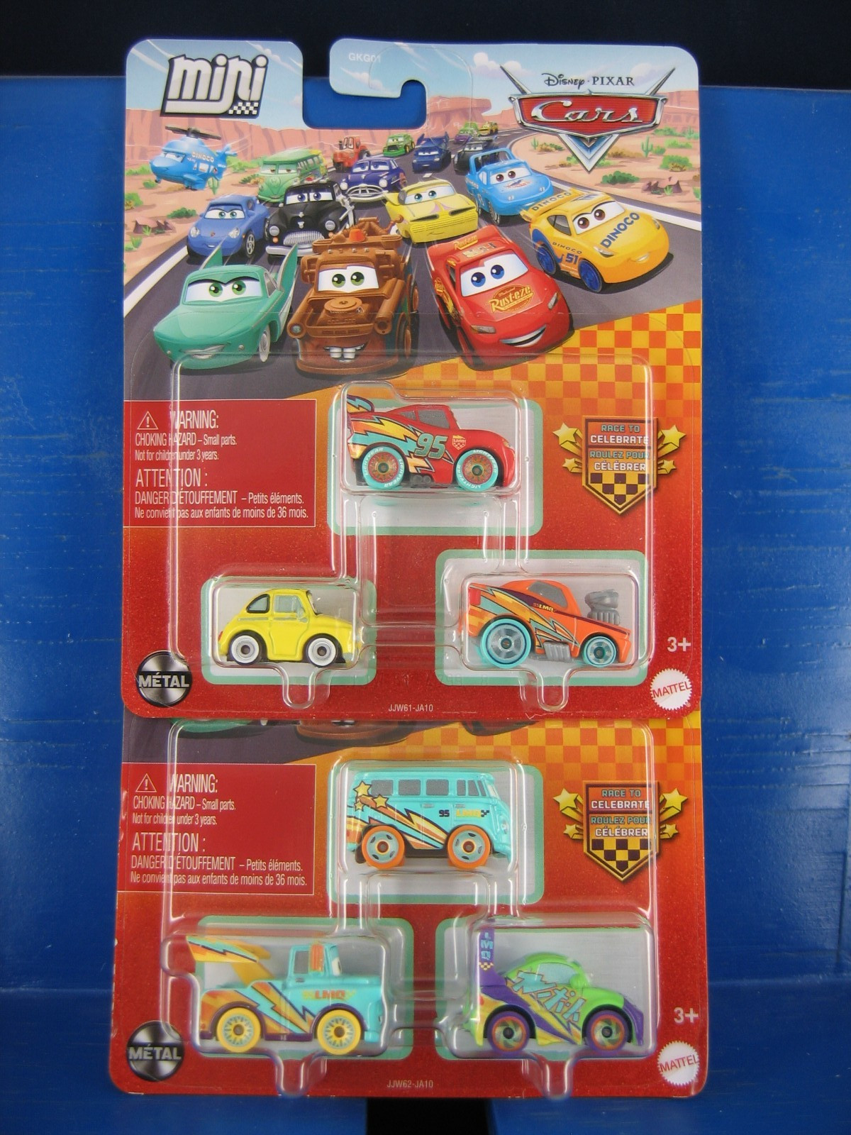 DISNEY PIXAR CARS RACE TO CELEBRATE MINI RACERS 3 PACK SET OF 2