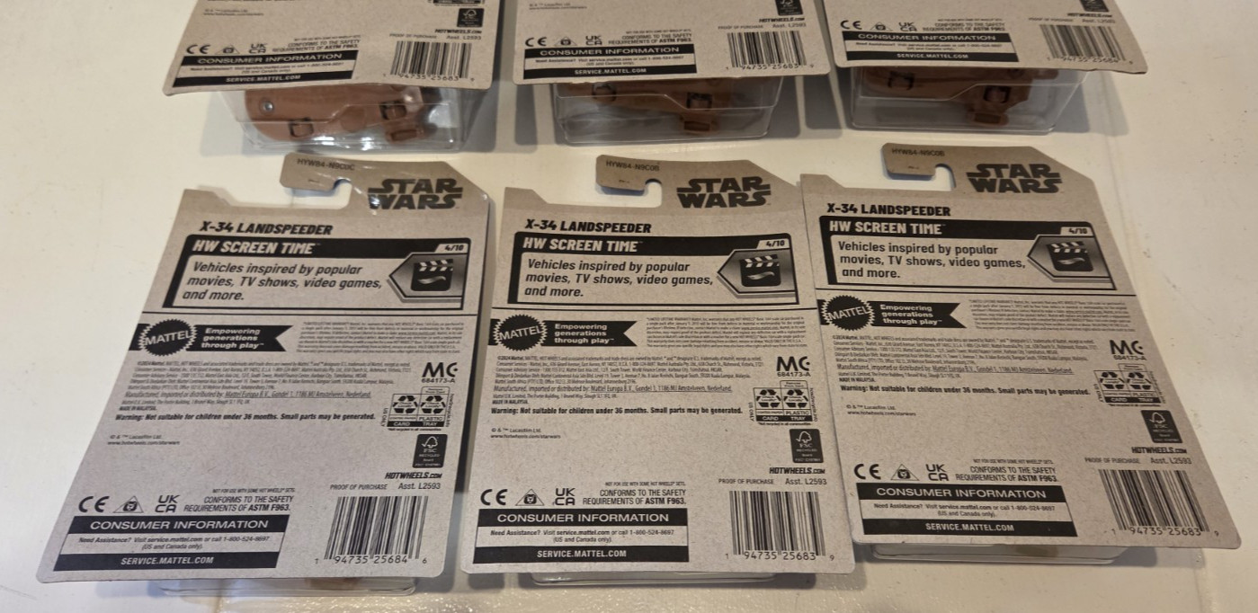 Hot Wheels Star Wars X-34 Landspeeder 31/250 HW Screen Time 4/10 NEW Lot of 6