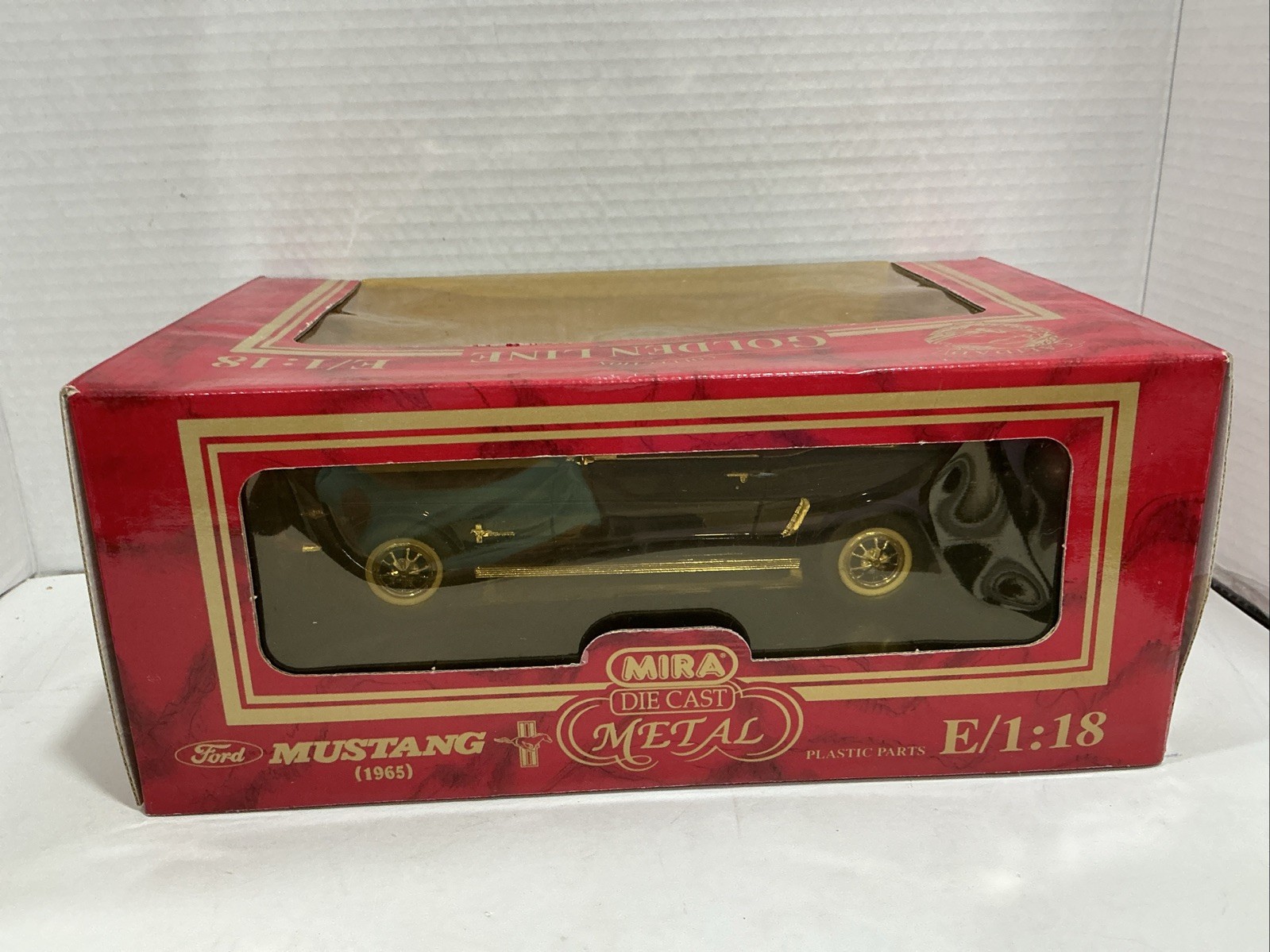 MIRA GOLDEN LINE 1965 Ford Mustang ~ Black With A Black Soft Top 1:18 Diecast