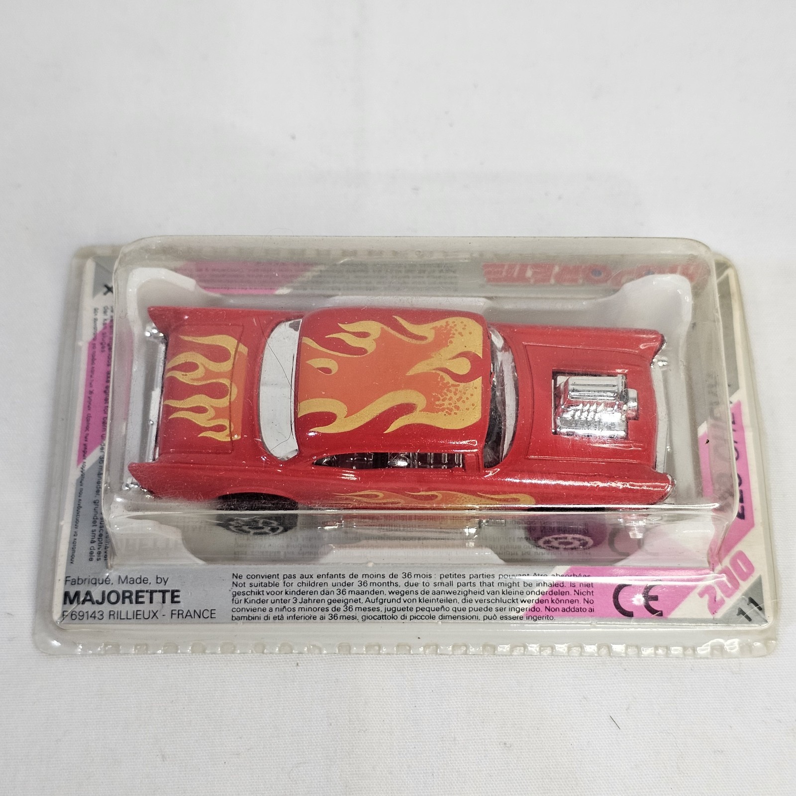 Majorette 223 1957 Chevy Bel Air Hot Rod Red Flames 1/64 Vintage Sealed New