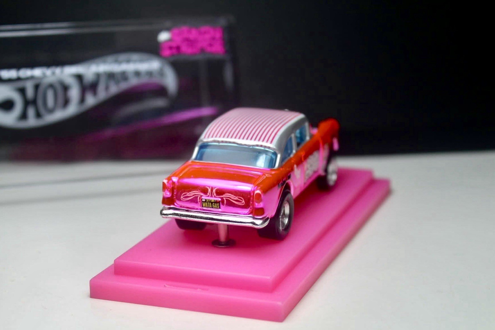 Hot Wheels 55 Chevy Bel Air Gasser Pink Spectraflame Candy CUSTOM Replica