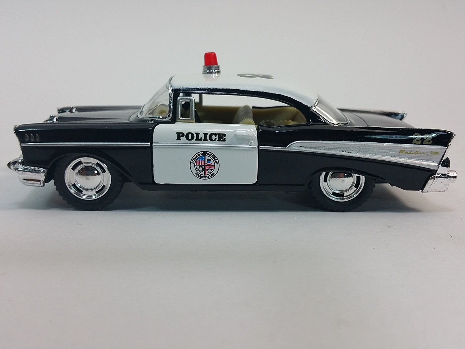 New 5″ Kinsmart 1957 Chevrolet Bel Air Police Car 1:40 Chevy Cop Diecast Model