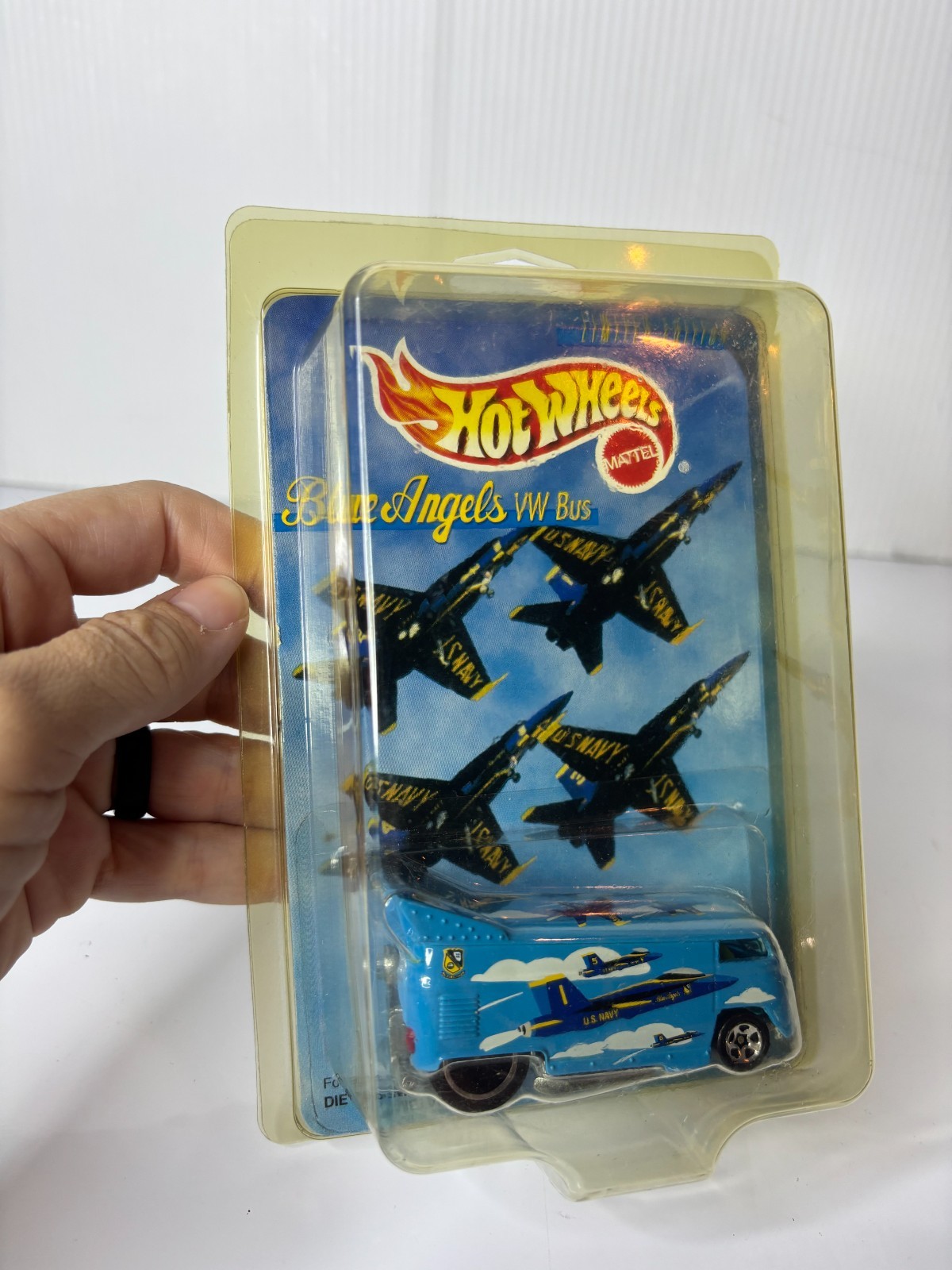 90s Hot Wheels Limited Edition (1997) Blue Angels VW Bus Toy w/ Protector Case