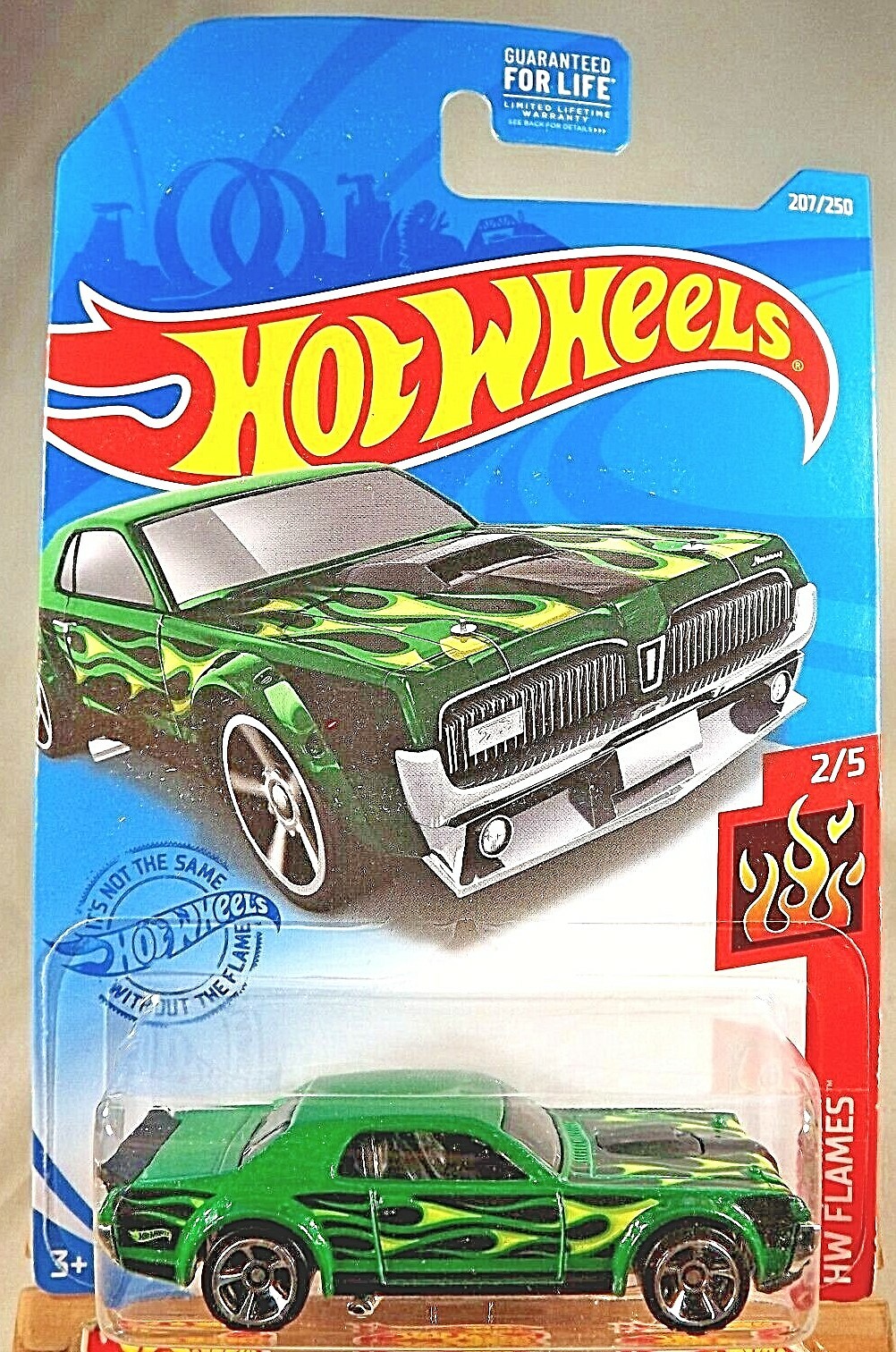 2021 Hot Wheels #207 HW Flames 2/5 ’68 MERCURY COUGAR Green w/Chrome MC5 Spokes