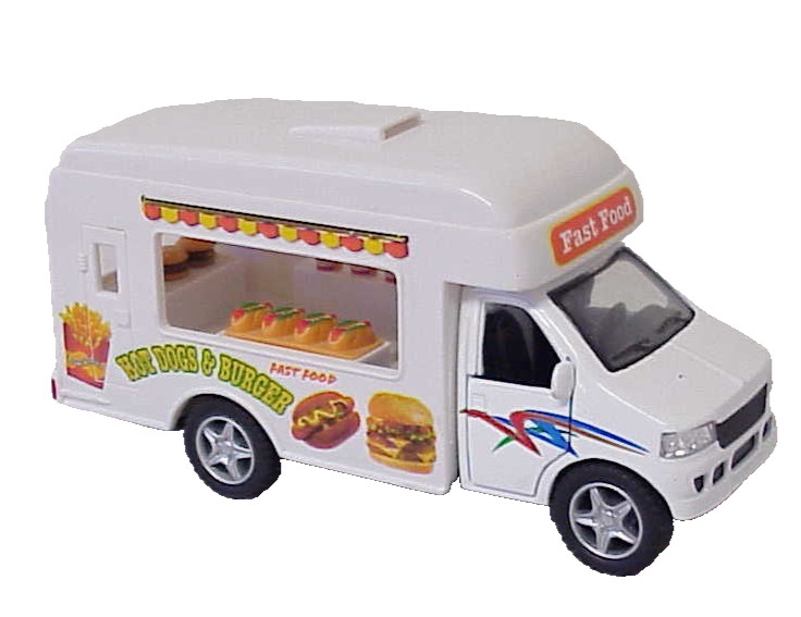 KINSFUN KINTOY DIE-CASTING FAST FOOD DELIVERY TRUCK TOY HOT DOGS & BURGER