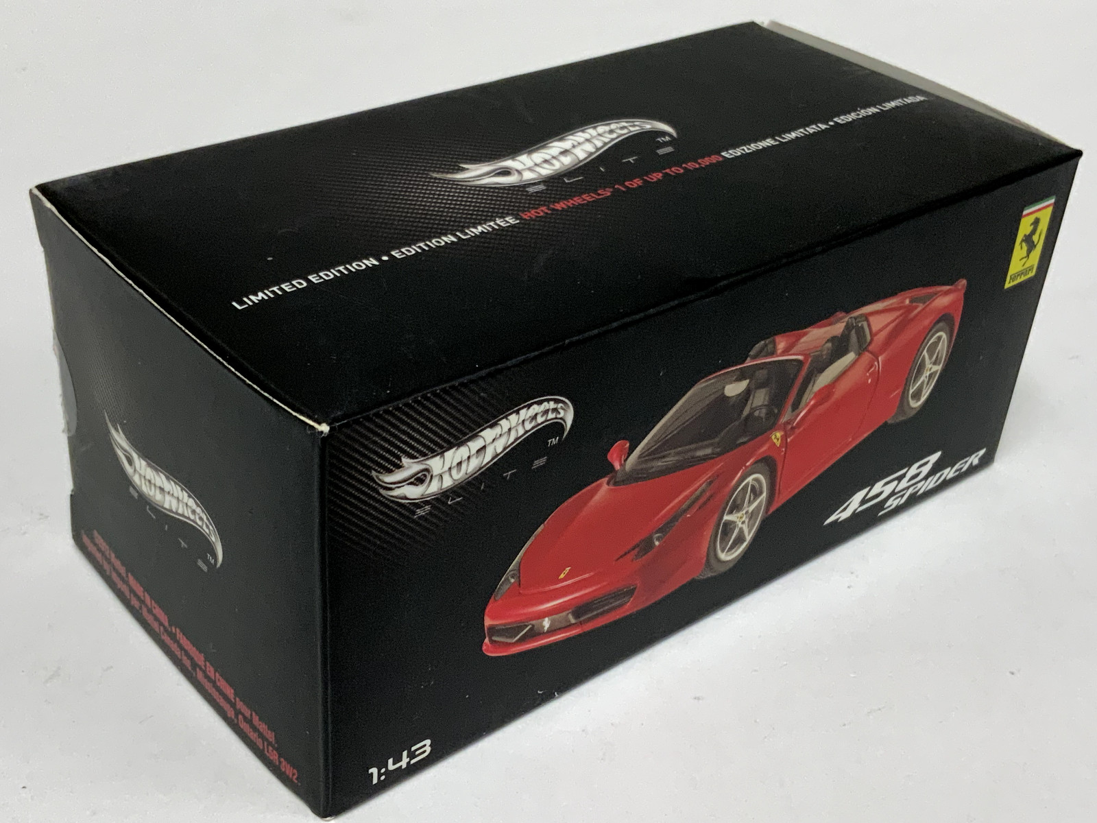 1/43 Hot Wheels Elite Ferrari 458 Italia Spider in Rosso Corsa Red W1182 TN599