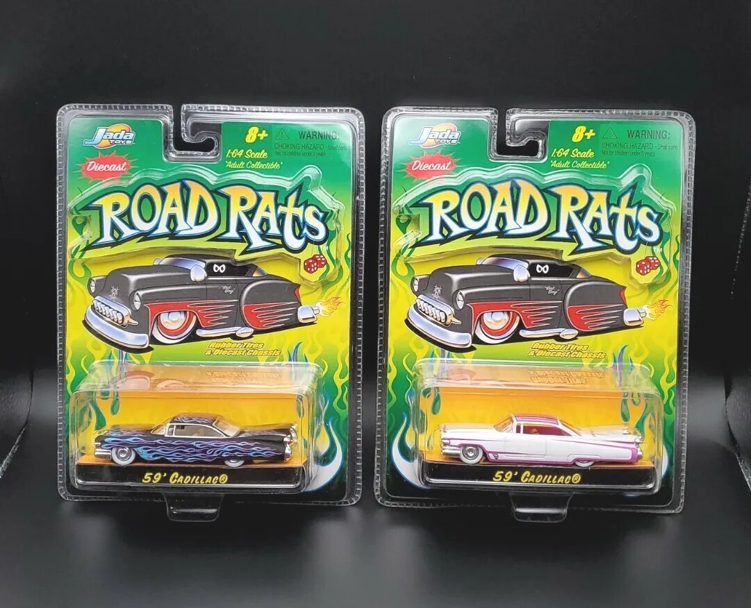 2002 Jada Toys Road Rats Diecast 59 Cadillac Varation Lot Of 2