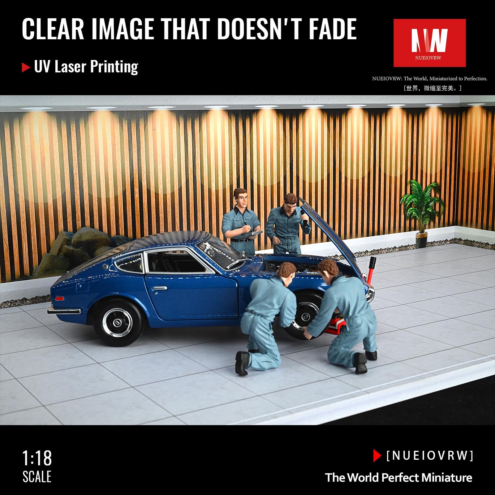 Diorama 1/18 Car Garage Model LED Light Street Building Showroom Display Gift US