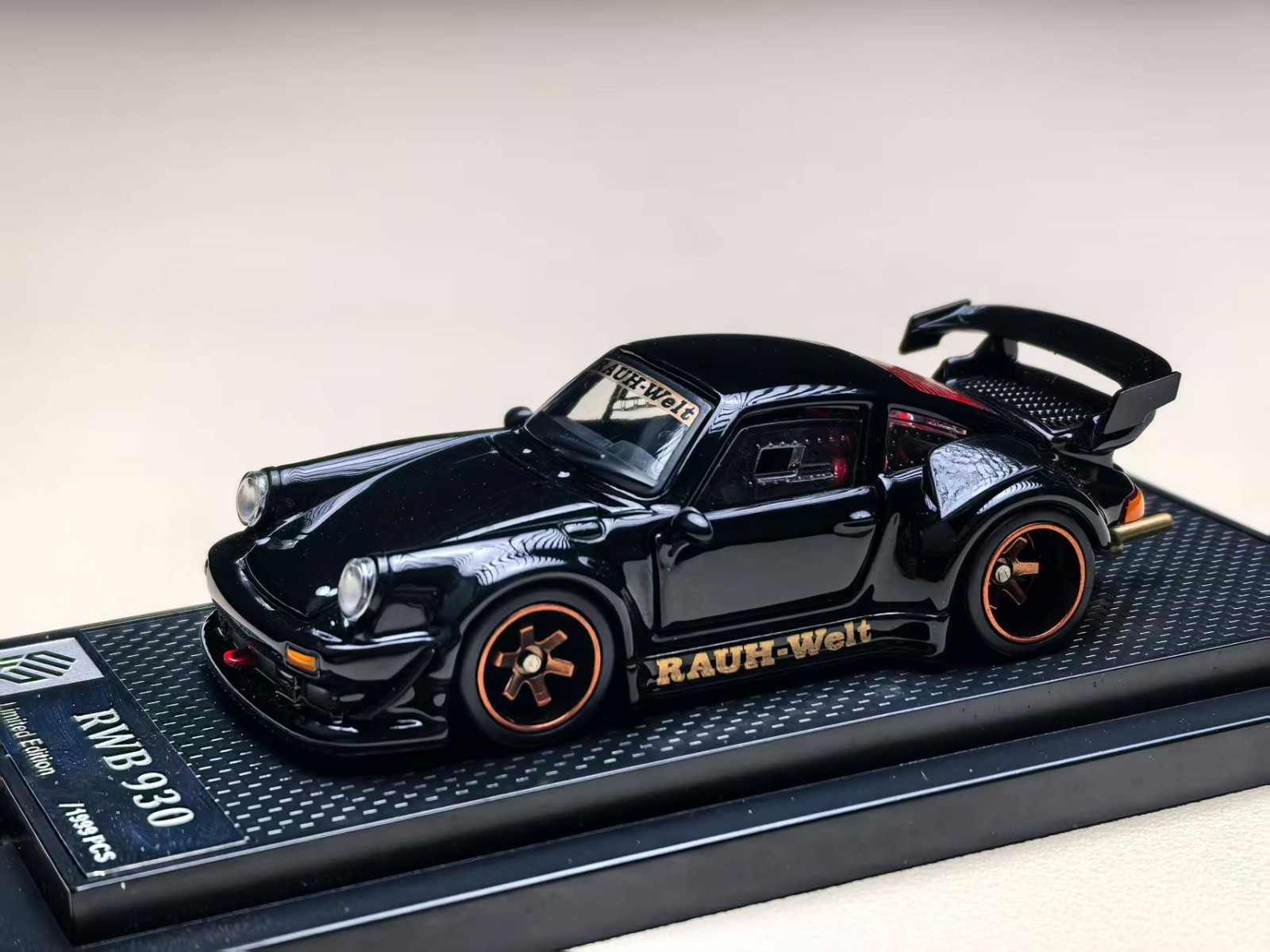 FG 1:64 Porsche 930 RWB Widebody Modification Black Fully Open Alloy Diecast Mod